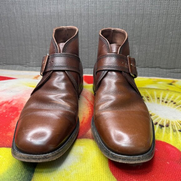 Hanover Mens Size 10 C Brown Leather Monk Strap Buckle Ankle Boots main image 5